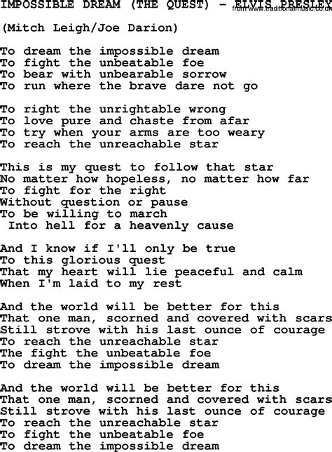 To Dream The Impossible Dream Lyrics Lyricswalls