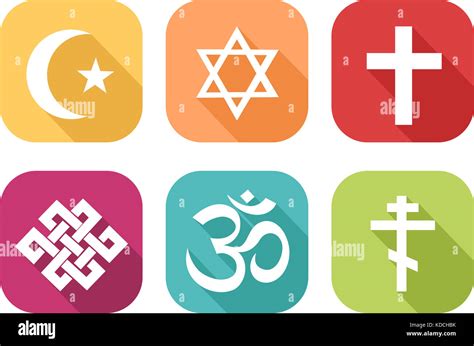 Colorful Icon Of Symbols Of Different Religions Stock Photo Alamy