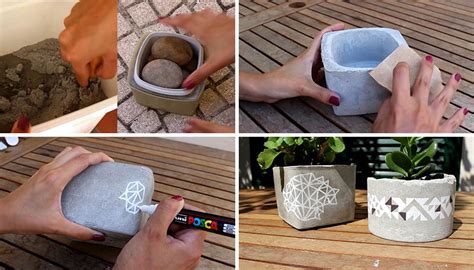 These diy cement orb planters were a fun afternoon project and they. Make These Simple DIY Concrete Planters With Geometric Art