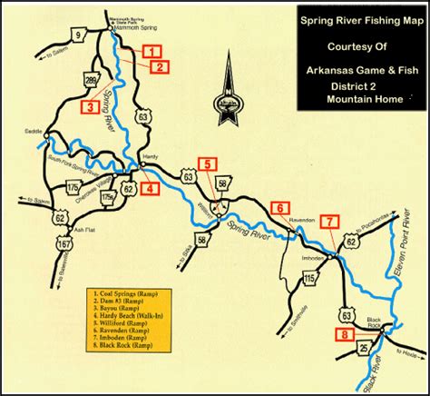 Map Of Spring River Fishing The Arkansas Ozarks Mountain Home