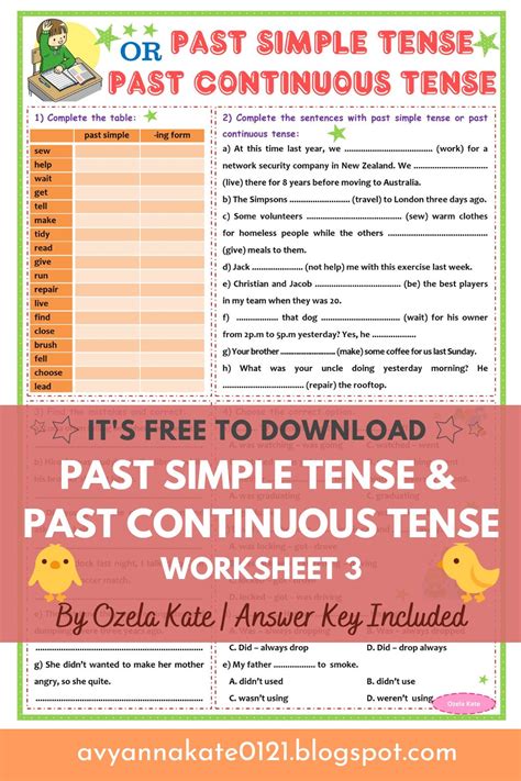 Ozela Kate Worksheet For Children And Beginner Tenses Past Simple
