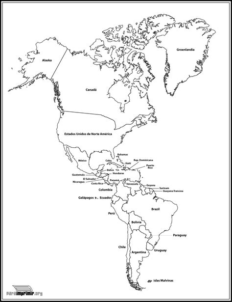 Mapa Del Continente Americano Para Imprimir