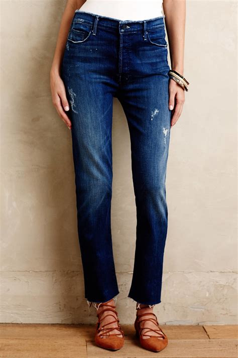 Mother Frayed Vagabond Jeans In Blue Lyst