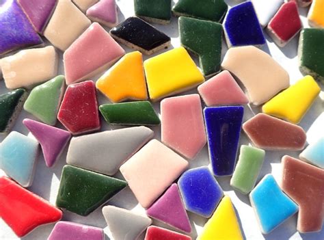 Mosaic Ceramic Tiles 50 Tiles Random Geometric Shapes In Assorted