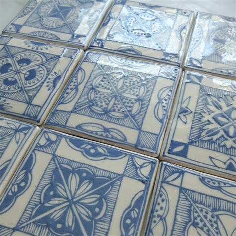 Wall Ceramic Tiles White And Blue Handpainted Tiles Etsy