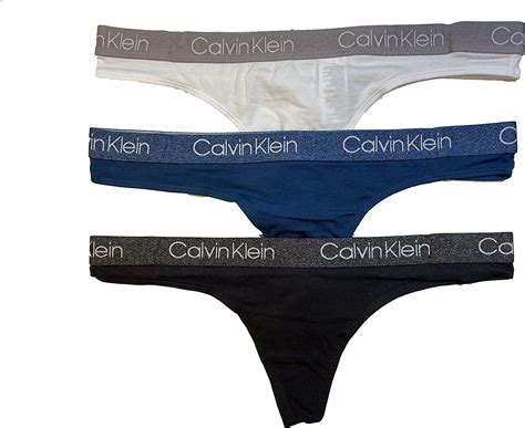 Calvin Klein Women S Thongs 3 Pack Whiteqp2141 901greyblue Medium