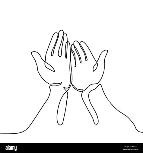 Hands Palms Together Continuous Line Drawing Vector Illustration