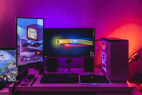 A Purple And Orange Kinda Setup Gaming Room Setup Setup