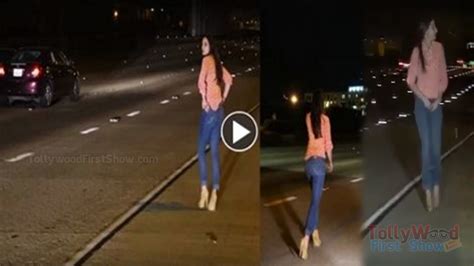 Dangerous Drunken Girl Over Acting On Highway At Mid Night Peeing On