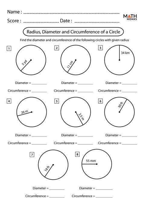 Circle Geometry Worksheet Grade 7
