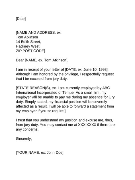 Jury Duty Excuse Letter Doc Template PdfFiller
