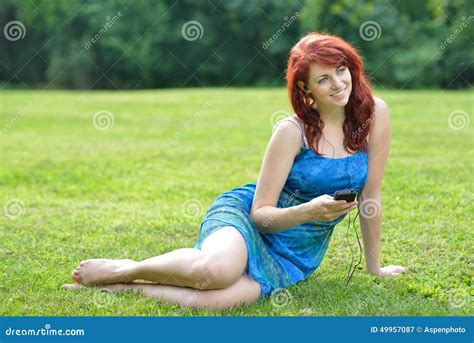 Barefoot Woman With Red Hair