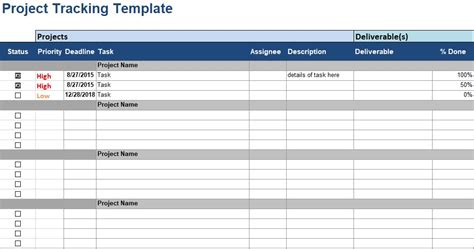 Free Multiple Project Tracking Templates Excel Word Best