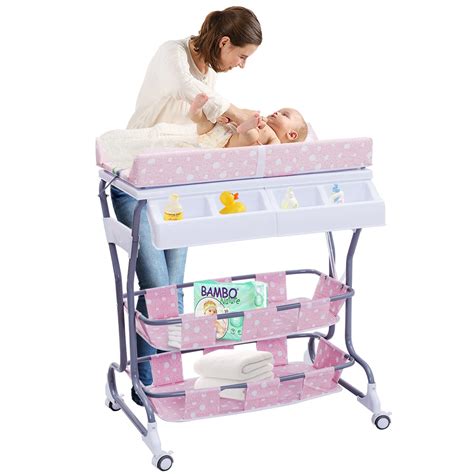 Baby Station Storage Dresser With Lockable Wheels Multigot Baby