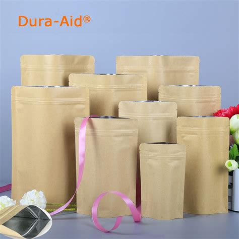 300pcs 9143cm Kraft Paper Stand Up Pouches Brown Paper Bags For Food