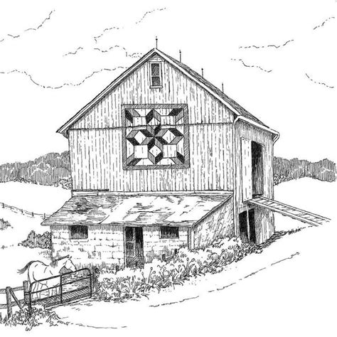 Coloringrocks Barn Drawing Farm Coloring Pages Landscape Pencil