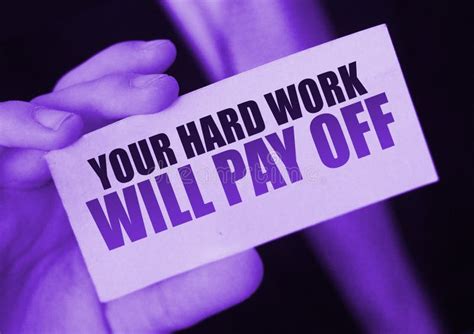 Your Hard Work Will Pay Off Inspirational Text On Card In Businessman