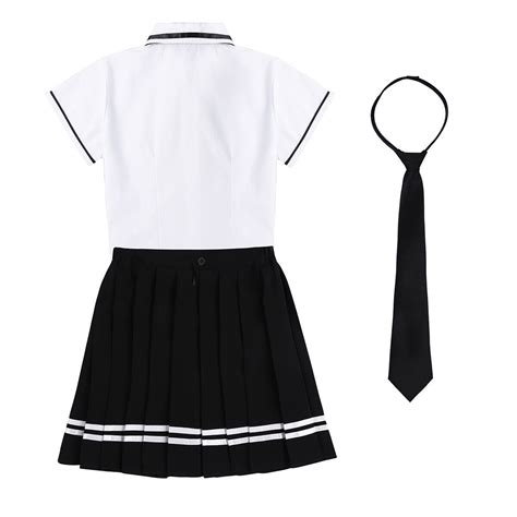 japanese school girl uniform suit short sleeve t shirt top pleated skirt outfits ebay