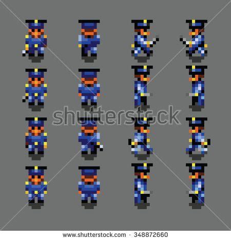 Pixel Art Police Art Walk Animation Game Development Sprite Illustration Neat Mood Board