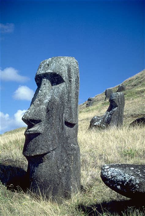 Moais statues, ahu tongariki, easter island. History of Rapa Nui