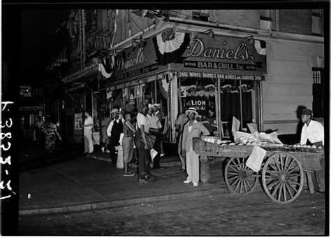 Street Scene In Harlem In Front Of Daniels Bar And Grill 1939