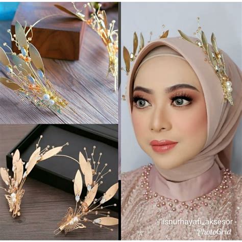 Jual Dahlia Headpiece Hiasan Hijab Kepala Elegan Mahkota Pengantin Bridesmaid Shopee Indonesia