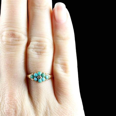 Antique Georgian Turquoise Diamond Ring 18 Carat Gold For Sale At 1stDibs