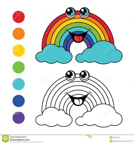 Coloring Book Rainbow, Kids Layout For Game Stock Vector ...