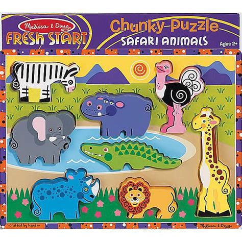 Deluxe Wooden Safari Chunky Puzzle Melissa And Doug Free Shipping Ebay