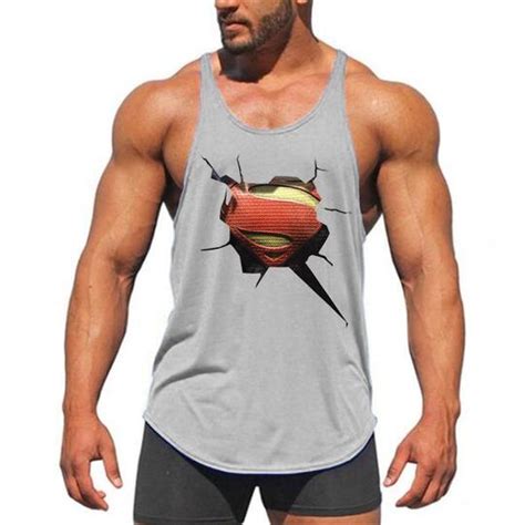 Brand Fitness Clothing D Superman Gyms Tank Top Men Bodybuilding Stri