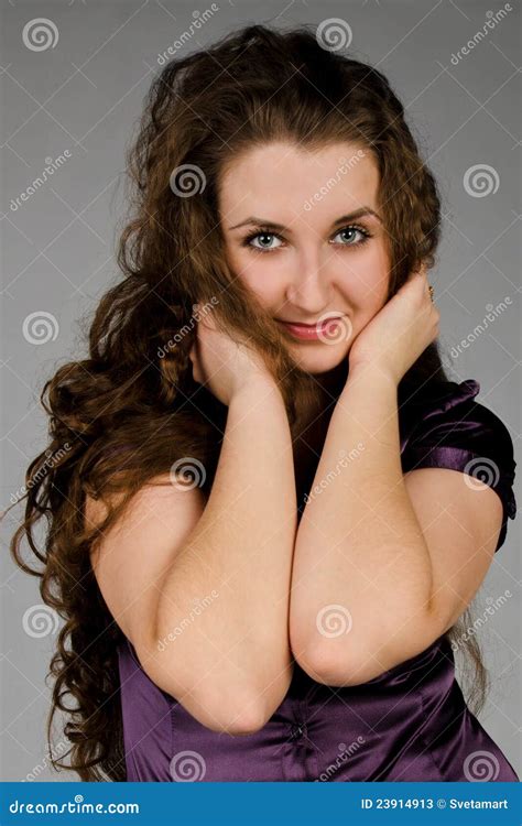 Portrait Of Smiling Beautiful Woman With Long Hair Stock Image Image Of Caucasian Long