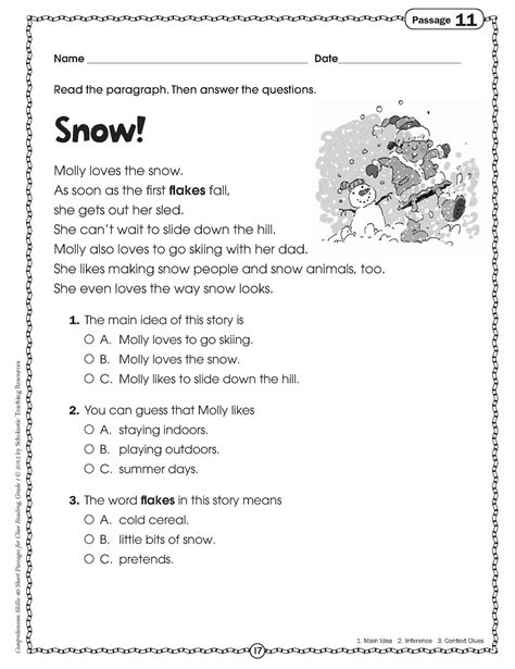 Free 3rd Grade Reading Comprehension Worksheets