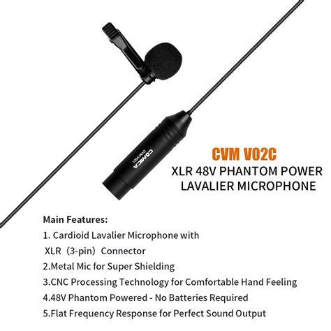 Xlr 48v Phantom Power Cardioid Lavalier Microphone 59 Ft Comica