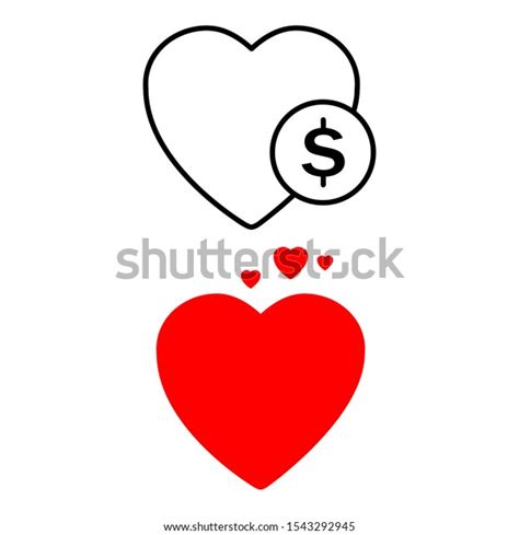 Set Simple Icons Heart Dollar Sign Stock Vector Royalty Free