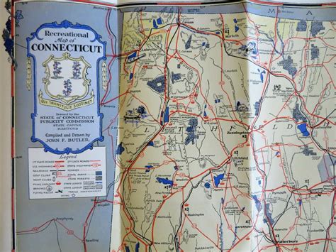 Recreational Connecticut Pictorial Map C 1940s Tourist Illustrated Promo Map 1940 Map