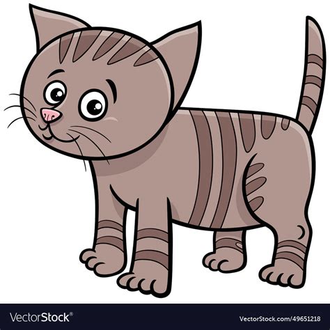 Cute Cartoon Tabby Kitten Comic Animal Character Vector Image