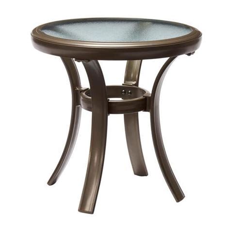 Hampton Bay Brown Round Aluminum Outdoor Patio Side Table D Brown