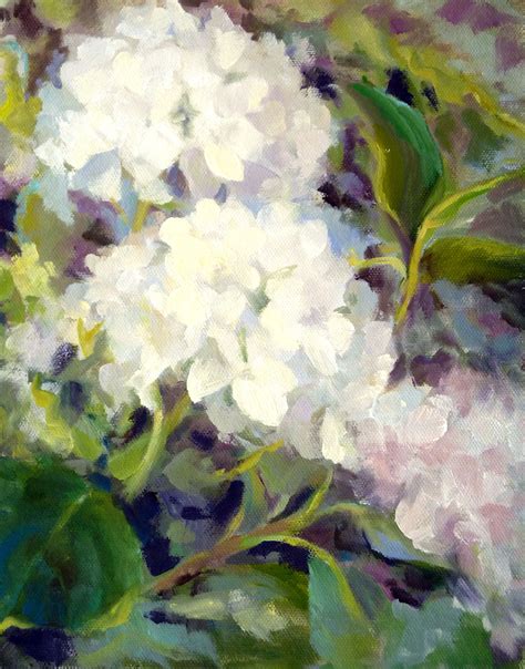 Snow White Hydrangeas Oil Painting Hydrangea Painting Flower Art