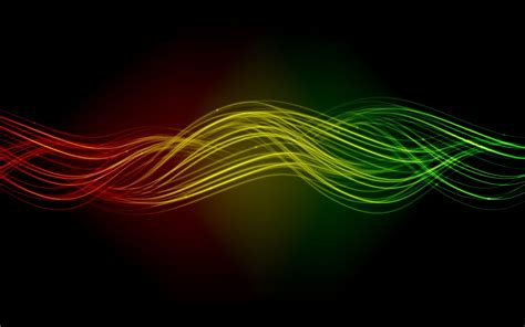 Green Abstract Red Multicolor Yellow Waves Digital Art Lines Simple