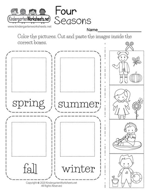 Four Seasons Worksheet For Kindergarten Free Printable Digital