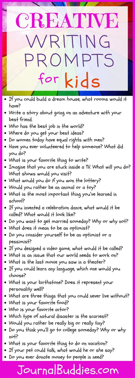 Creative Writing Journal Prompts Writing Prompts For Kids Creative