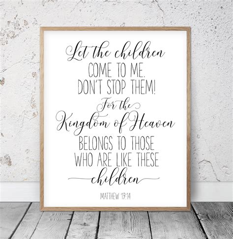 Let The Little Children Come To Me Matthew 1914 Bible Verse Etsy