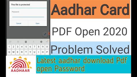 Aadhar Card Password To Open Pdf 2020 Youtube