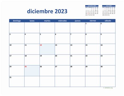 Calendario Diciembre 2023 De México