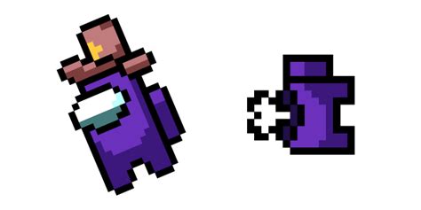 Among Us Pixel Purple Character In Sheriff Hat And Dead Body Cursor