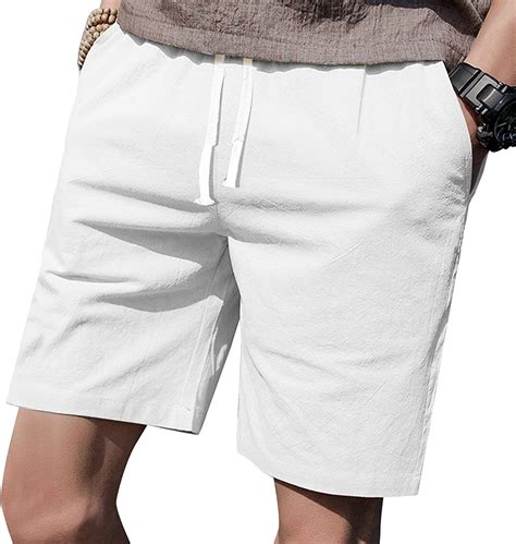 Ltifone Mens Casual Shorts Elastic Waist 7 Inseam With Drawstring Slim