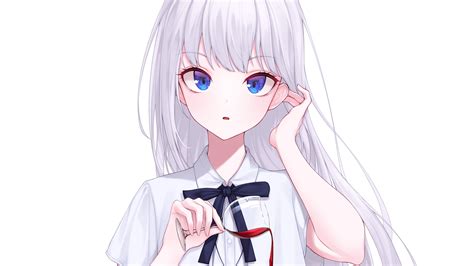 Anime Anime Girls White Hair Blue Eyes 2d Hd Wallpaper