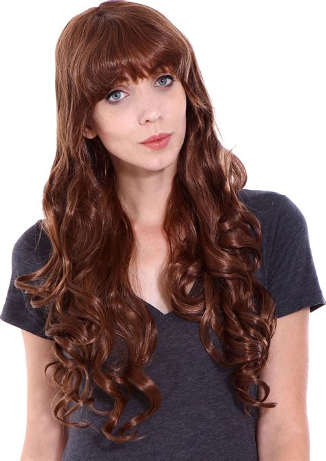 Women Wigs Long Curly Full Wavy Cosplay Party Wigs Light Brown Free