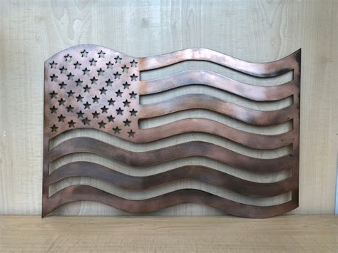 Metal Waving American Flag With Multiple Color Options Etsy Metal