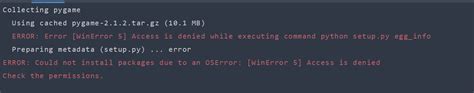 Python I Am Trying To Install Pygame Using Pycharm Terminal But I Get